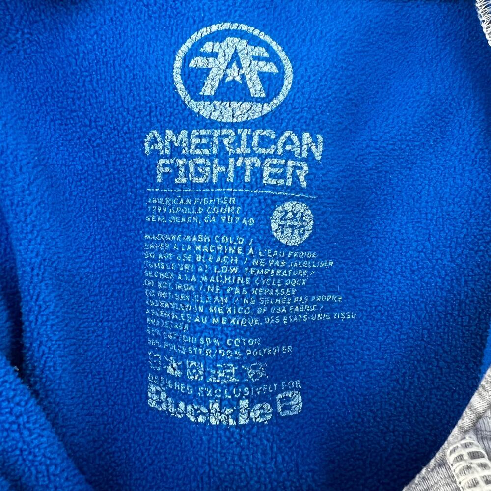 American Fighter Premium Hoodie Men's 2XL Grey Blue Graphic Logo Athletic Fit - Picture 9 of 11